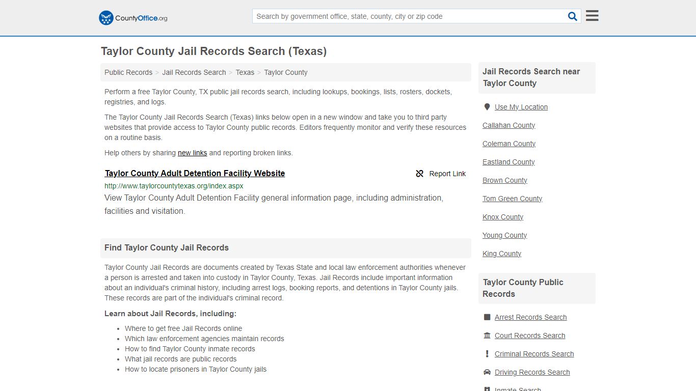 Jail Records Search - Taylor County, TX (Jail Rosters & Records)