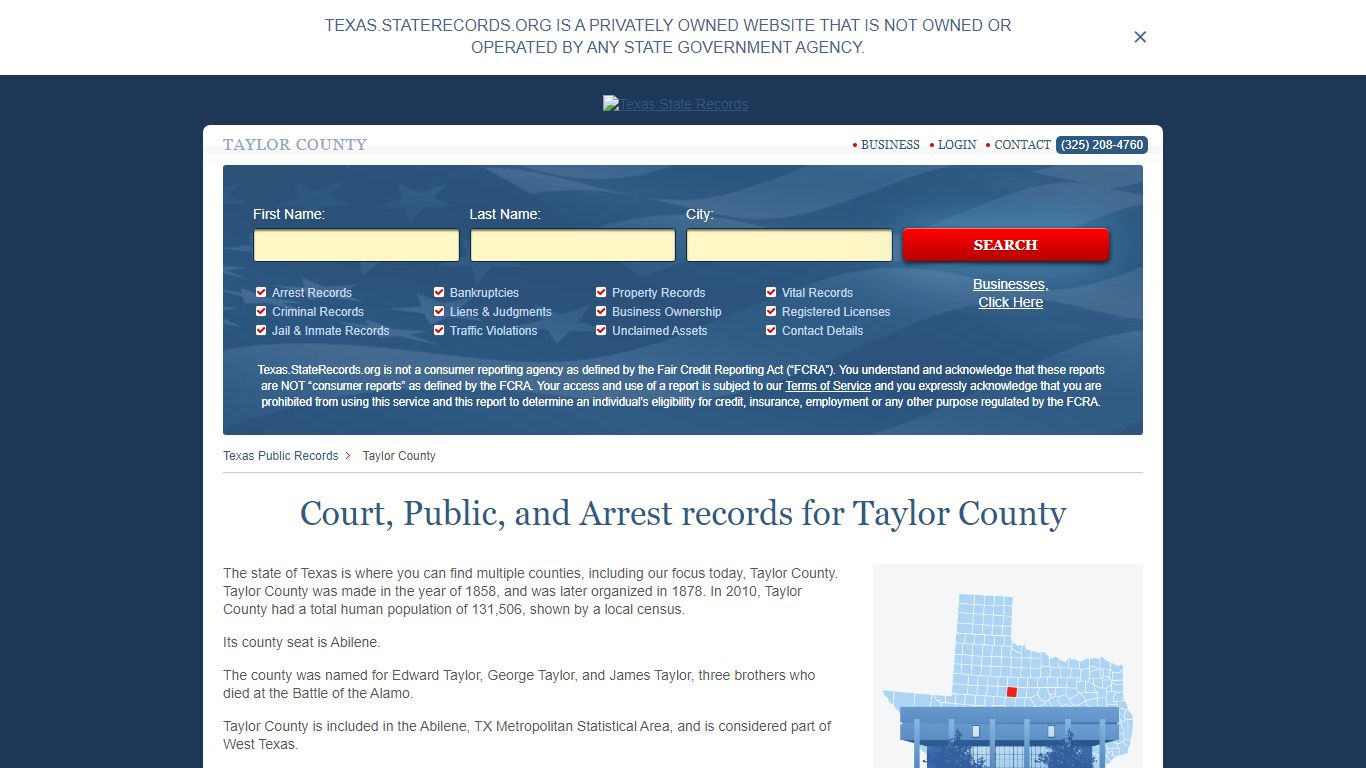 Court, Public, and Arrest records for Taylor County