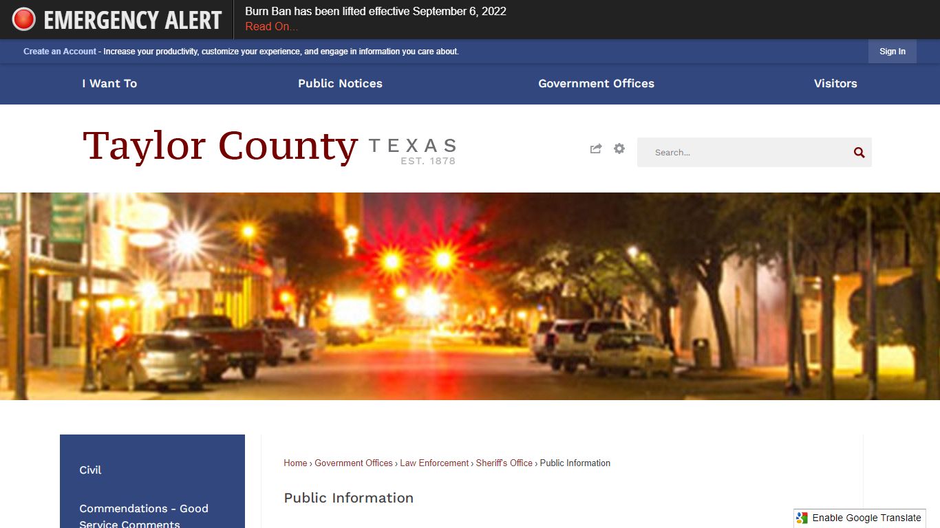 Public Information | Taylor County, TX - Official Website